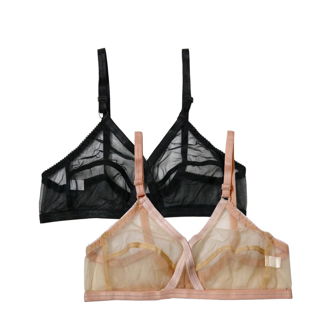 Pack Of 2 Non-Padded & Non-Wired Cotton Full Cover Full Net Transparent Bra